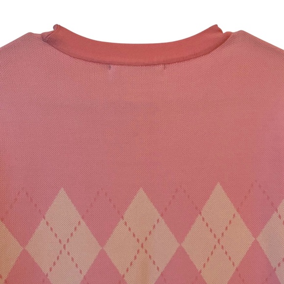 NWT NY & Co Argyle Short Sleeve Knit Sweater Dress Women’s SZ Medium in Pink - Picture 5 of 7